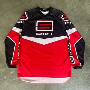 RARE VINTAGE 2000s MOTORCROSS MOTORBIKE RED AND WHITE SHIFT JERSEY